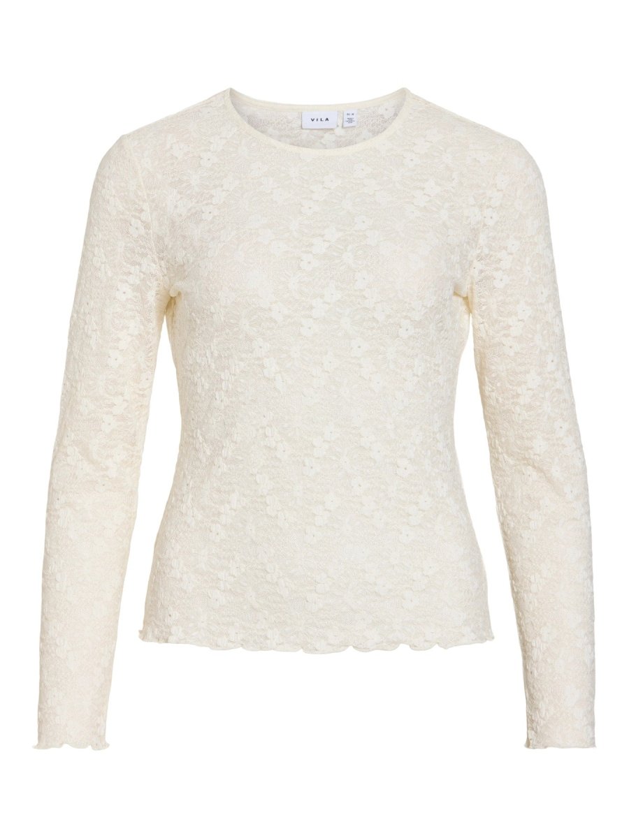 Vila Bluse VIFAY O-NECK L/S TOP - NOOS in der Farbe Egret