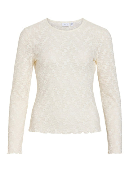 Vila Bluse VIFAY O-NECK L/S TOP - NOOS in der Farbe Egret