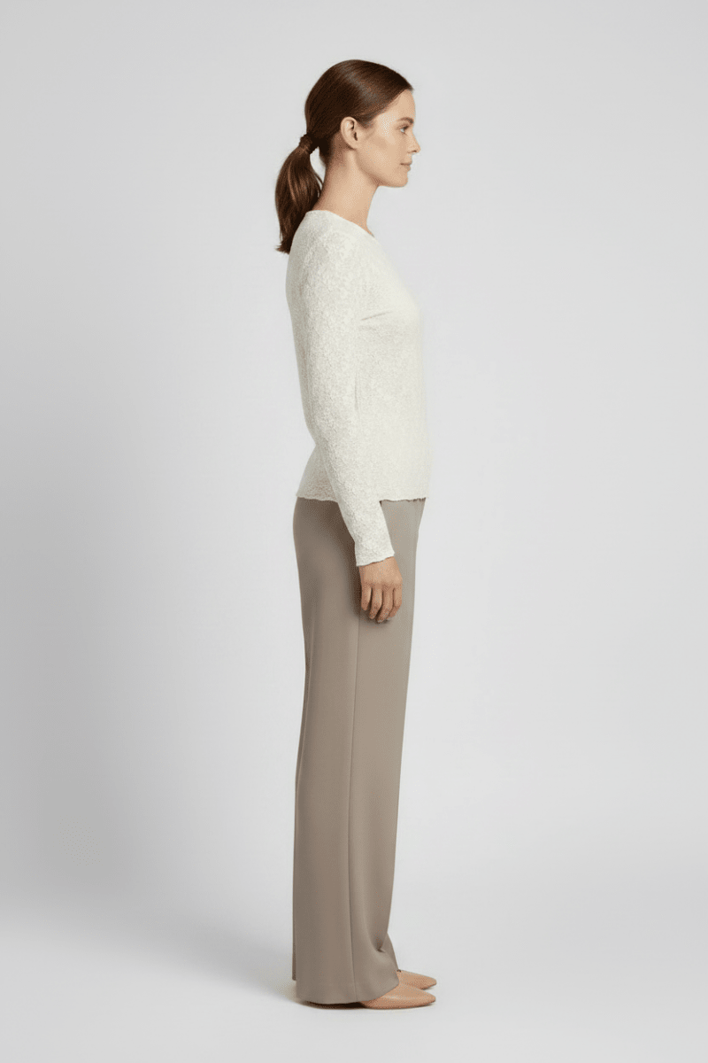 Vila Bluse VIFAY O-NECK L/S TOP - NOOS in der Farbe Egret
