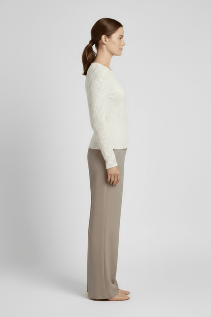 Vila Bluse VIFAY O-NECK L/S TOP - NOOS in der Farbe Egret