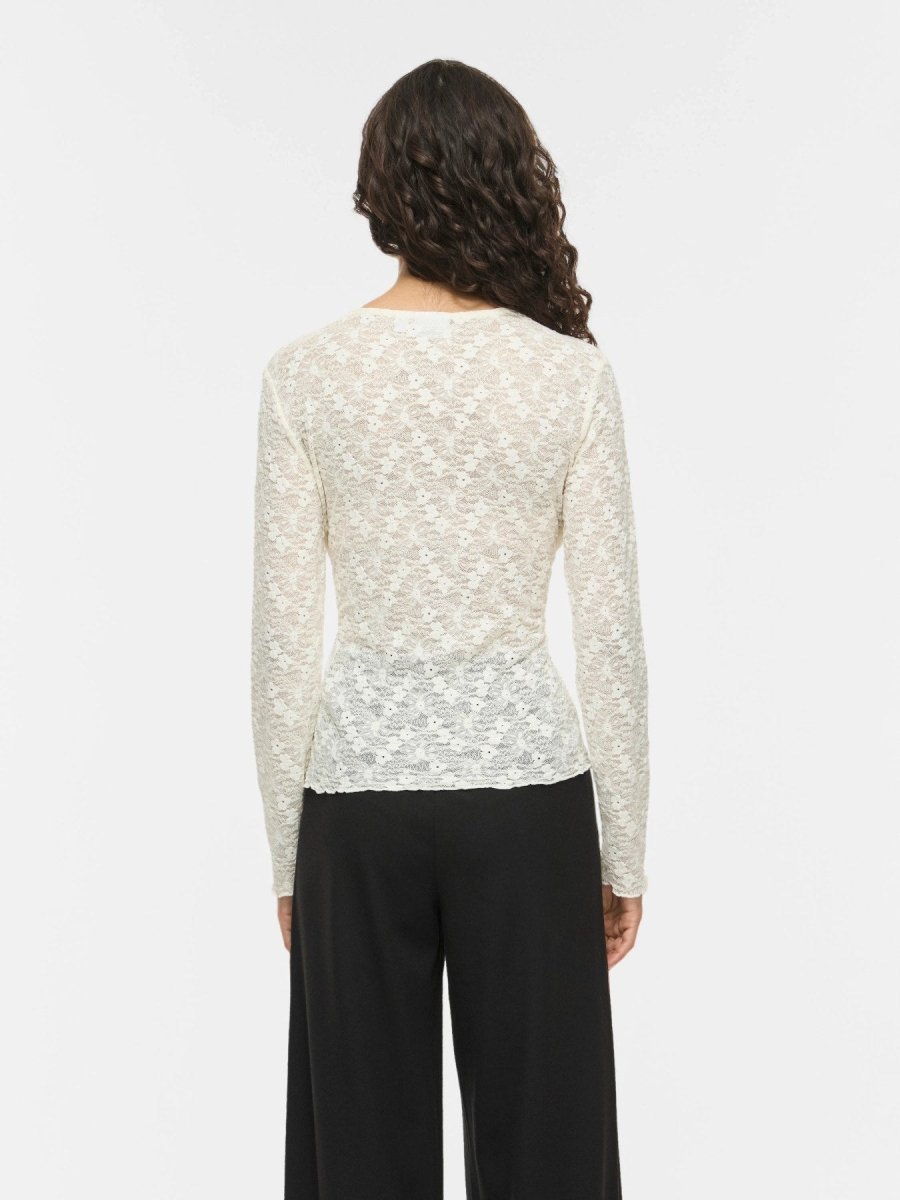 Vila Bluse VIFAY O-NECK L/S TOP - NOOS in der Farbe Egret