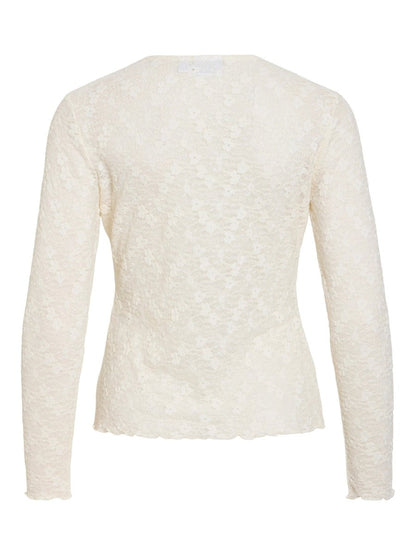 Vila Bluse VIFAY O-NECK L/S TOP - NOOS in der Farbe Egret