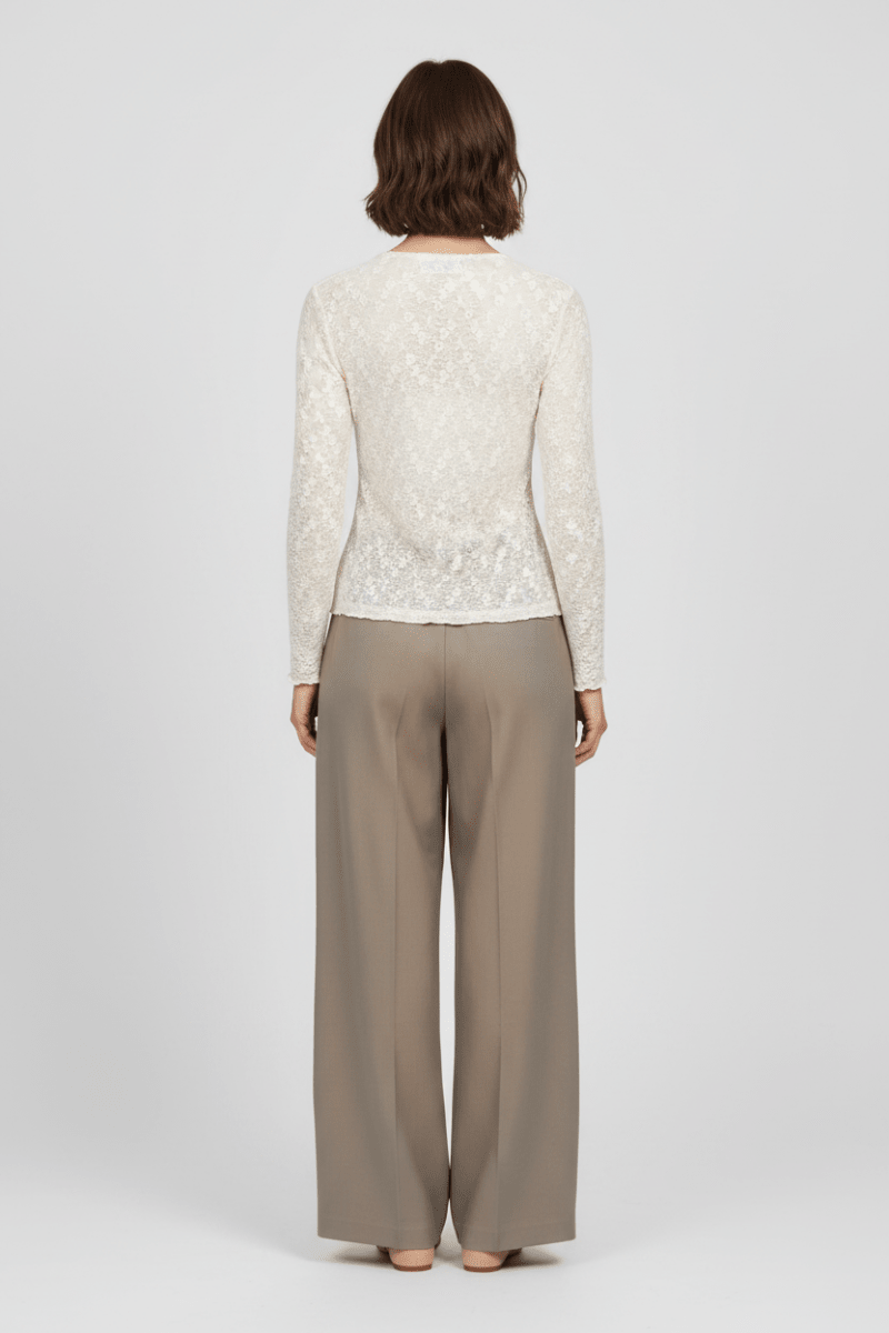 Vila Bluse VIFAY O-NECK L/S TOP - NOOS in der Farbe Egret