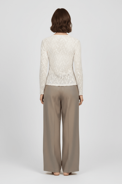 Vila Bluse VIFAY O-NECK L/S TOP - NOOS in der Farbe Egret