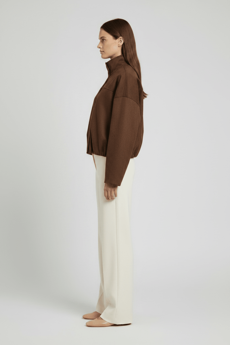 Vila Bomberjacke Langarm Stehkragen Chocolate Brown