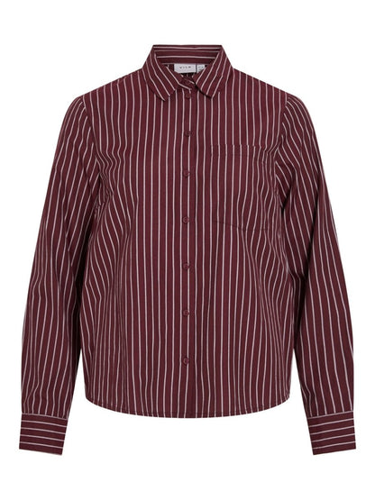 Vila Damen Bluse Vidarma Langarm Regular Shirt - Port Royale Bright White