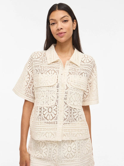 Vila Damen Shirt Vimerinda 2 4 Shirt Vol 2 - Birch
