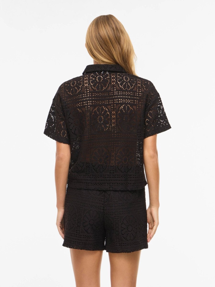Vila Damen Shirt Vimerinda 2 4 Shirt Vol 2 - Black Beauty