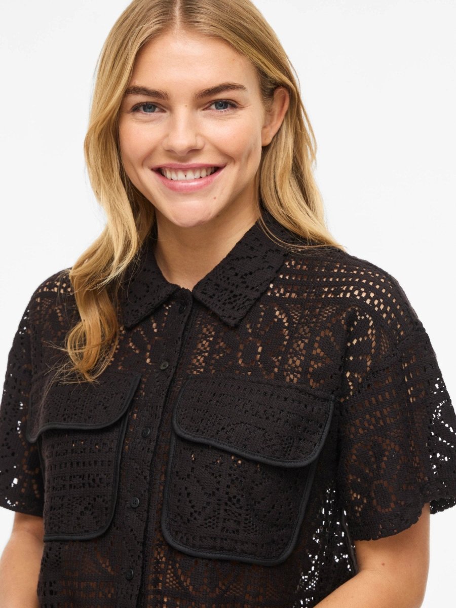 Vila Damen Shirt Vimerinda 2 4 Shirt Vol 2 - Black Beauty