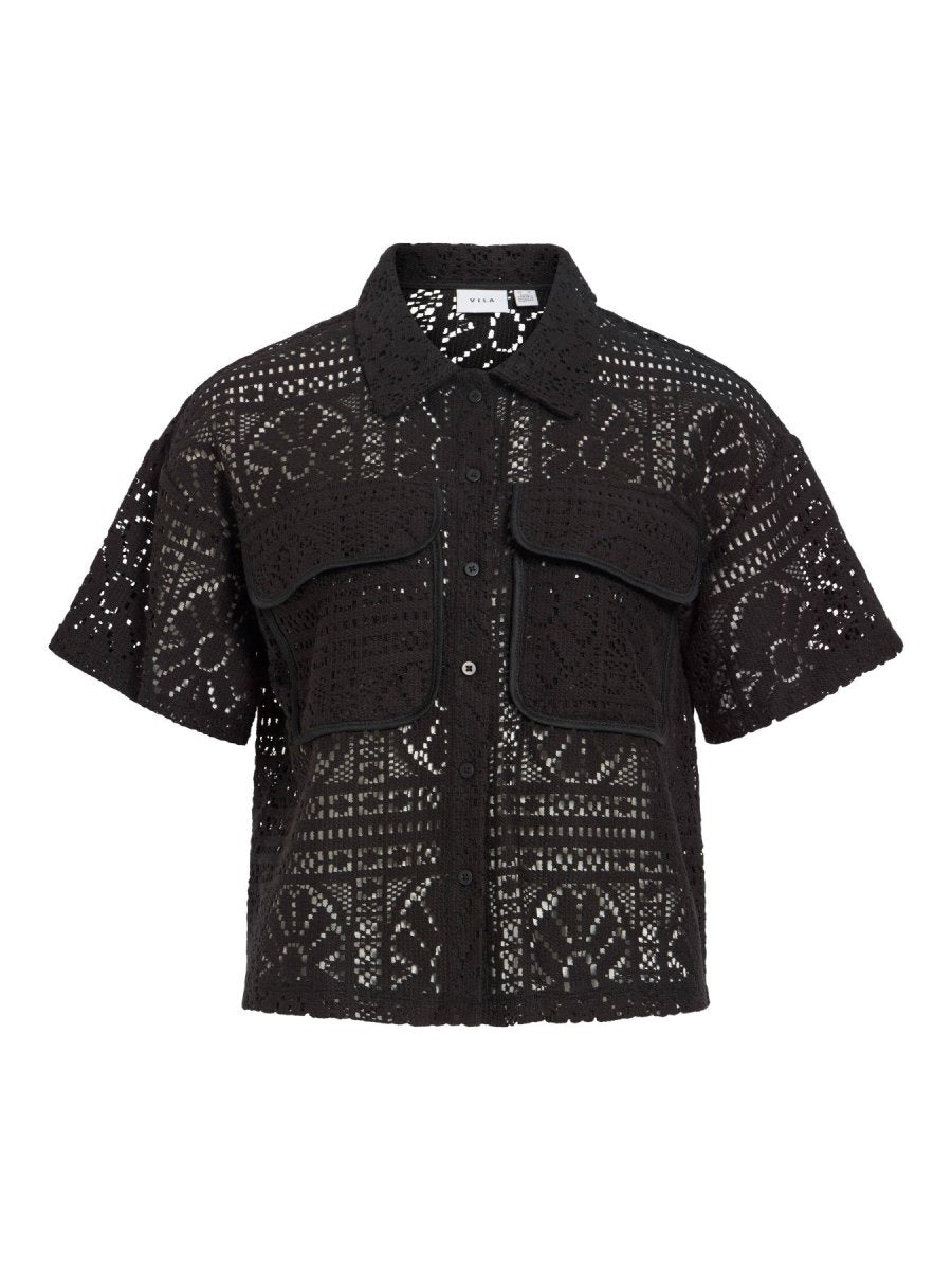 Vila Damen Shirt Vimerinda 2 4 Shirt Vol 2 - Black Beauty