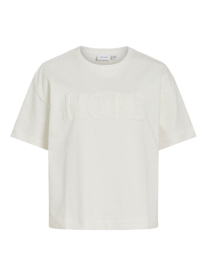 Vila Damen Top Vigley Hope O-Neck 2 4 Sweat Top - Snow White HOPE SNOW WHITE