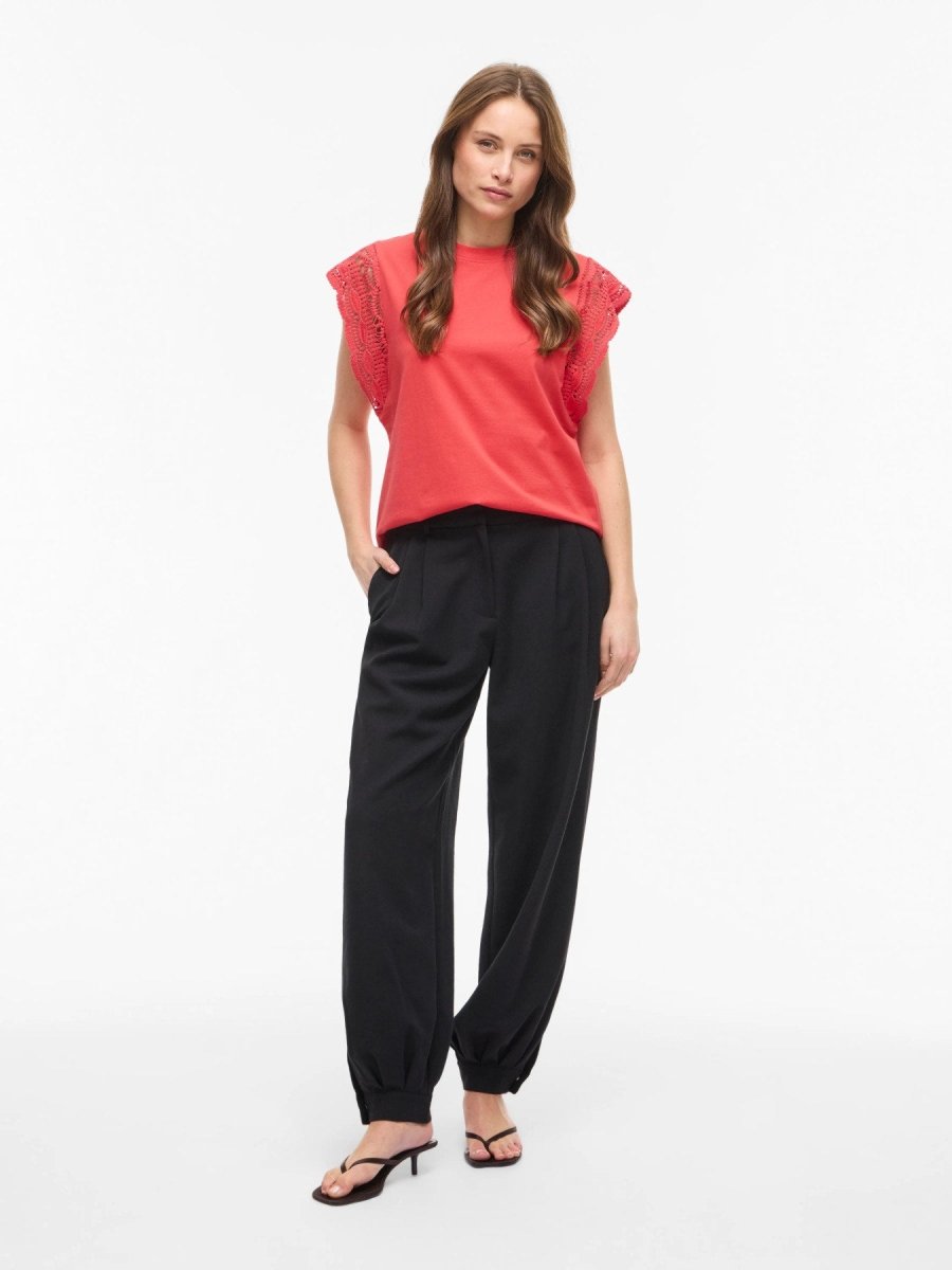 Vila Damen Top Vimandala O - Neck S L Top - Hibiscus