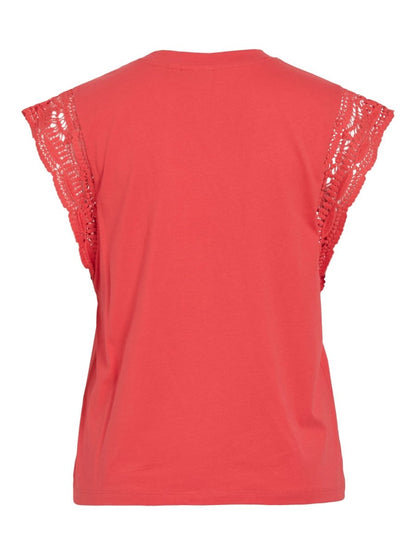 Vila Damen Top Vimandala O - Neck S L Top - Hibiscus
