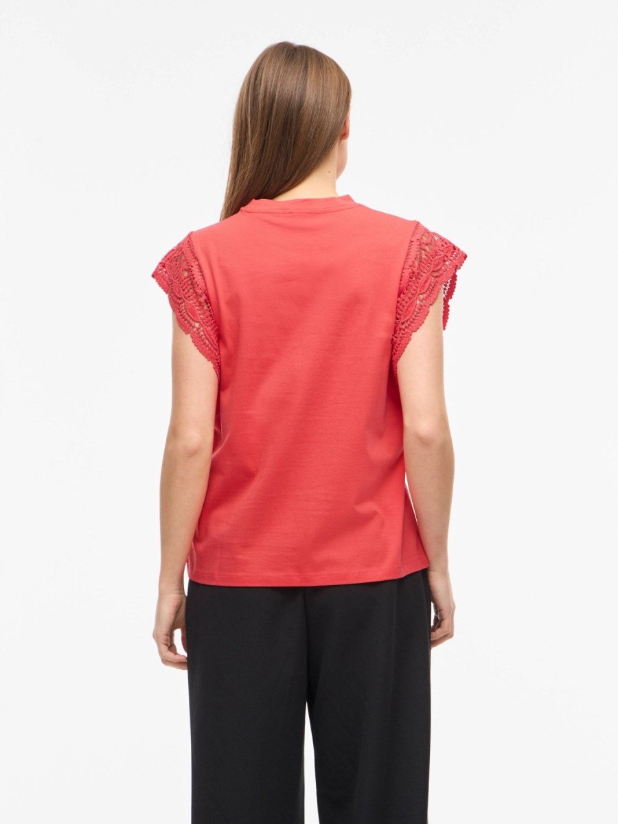 Vila Damen Top Vimandala O - Neck S L Top - Hibiscus