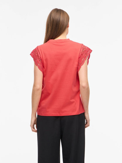 Vila Damen Top Vimandala O - Neck S L Top - Hibiscus