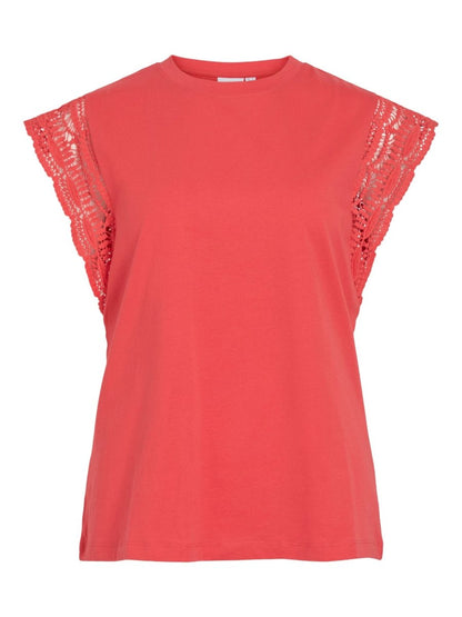 Vila Damen Top Vimandala O - Neck S L Top - Hibiscus