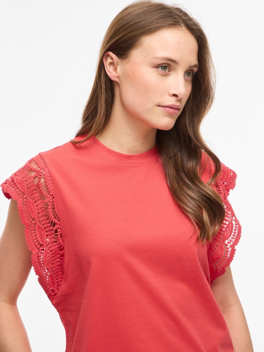 Vila Damen Top Vimandala O - Neck S L Top - Hibiscus