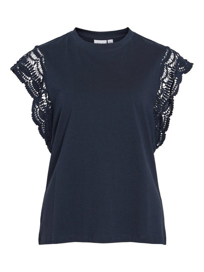 Vila Damen Top Vimandala O - Neck S L Top - Navy Blazer