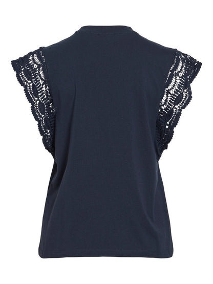 Vila Damen Top Vimandala O - Neck S L Top - Navy Blazer