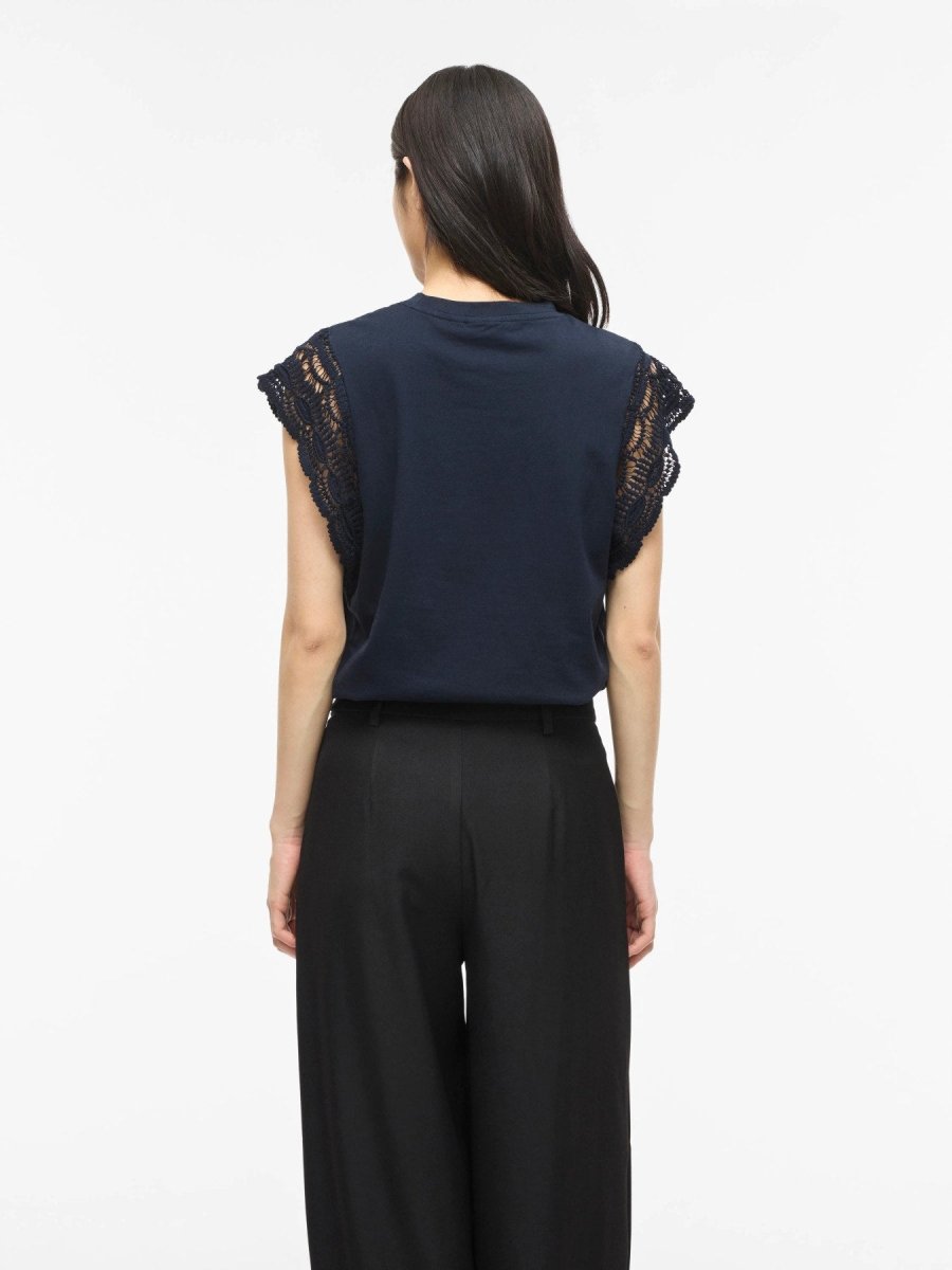 Vila Damen Top Vimandala O - Neck S L Top - Navy Blazer