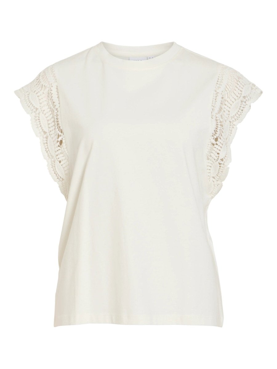 Vila Damen Top Vimandala O - Neck S L Top - Snow White