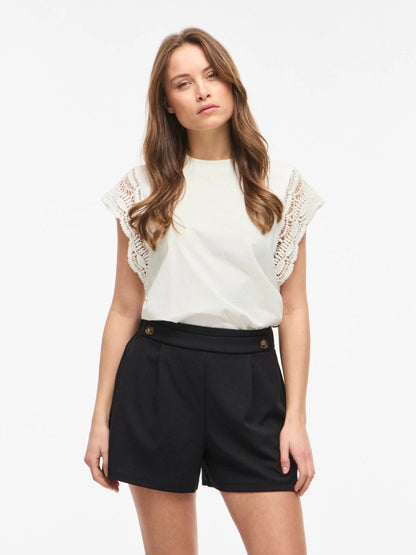Vila Damen Top Vimandala O - Neck S L Top - Snow White