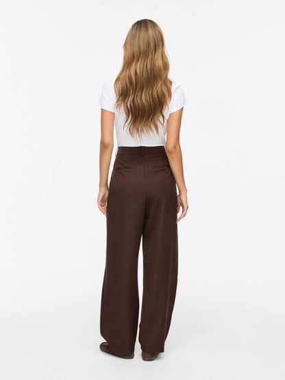Vila Hose High-Waist Barrel-Fit Knoechel Coffee Bean Melange