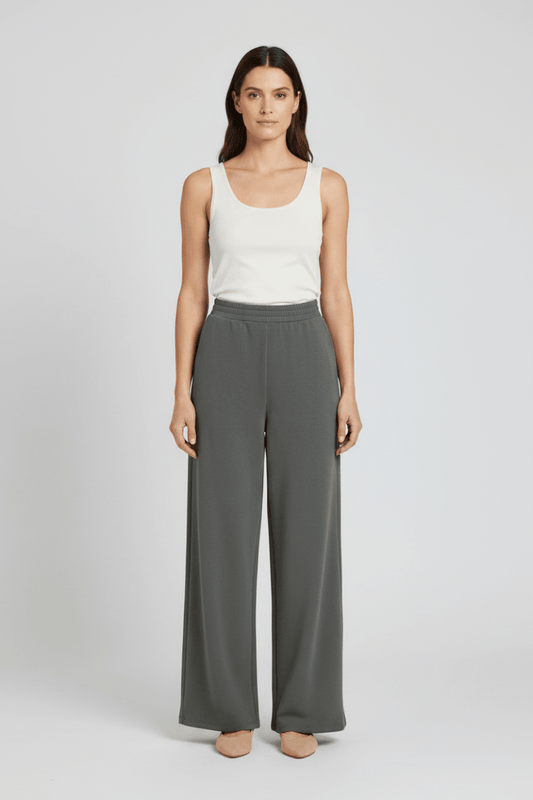 Vila Hose High-Waist Weite Balsam Green