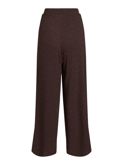 Vila Hose High-Waist Weite Coffee Bean Melange