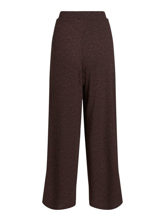 Vila Hose High-Waist Weite Coffee Bean Melange