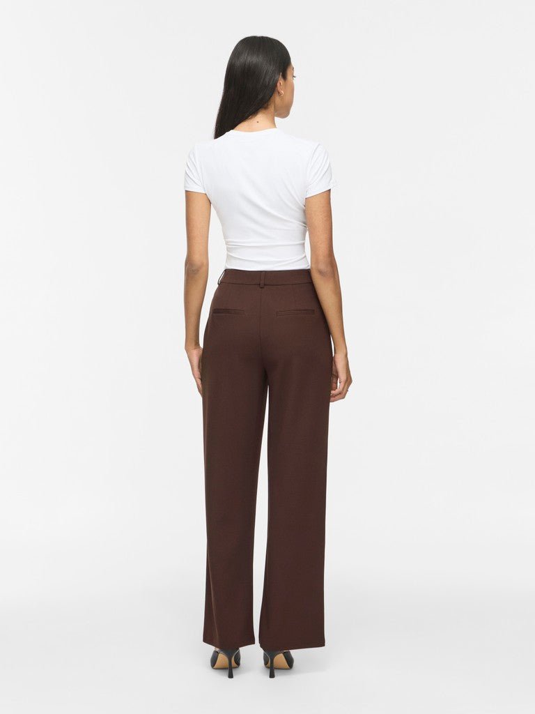 Vila Hose High-Waist Weite Knopfverschluss Coffee Bean Gold Button