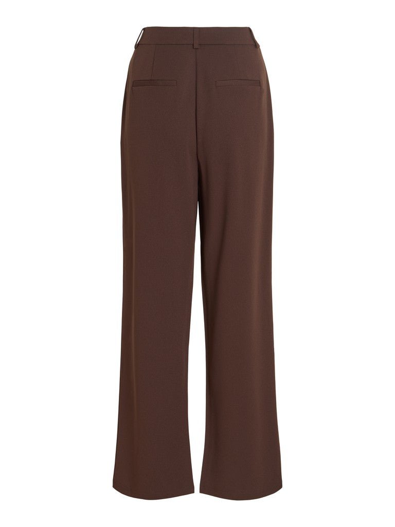 Vila Hose High-Waist Weite Knopfverschluss Coffee Bean Gold Button