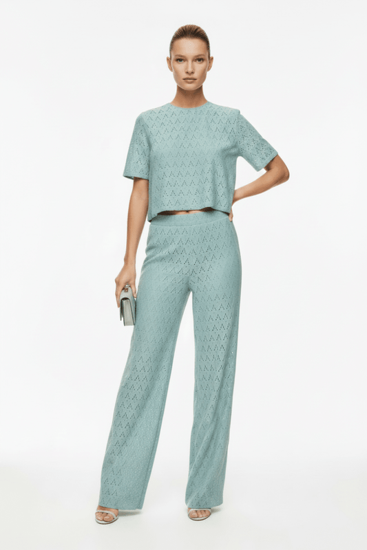 Vila Hose VIAMALINA HW WIDE PANTS/VOL/PB - Blue Surf