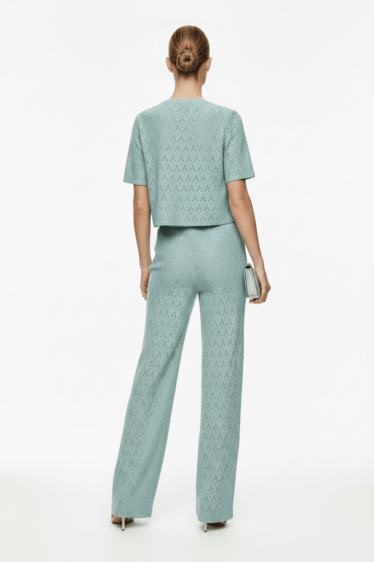 Vila Hose VIAMALINA HW WIDE PANTS/VOL/PB - Blue Surf