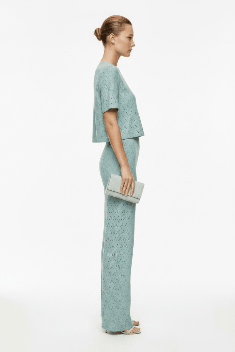 Vila Hose VIAMALINA HW WIDE PANTS/VOL/PB - Blue Surf