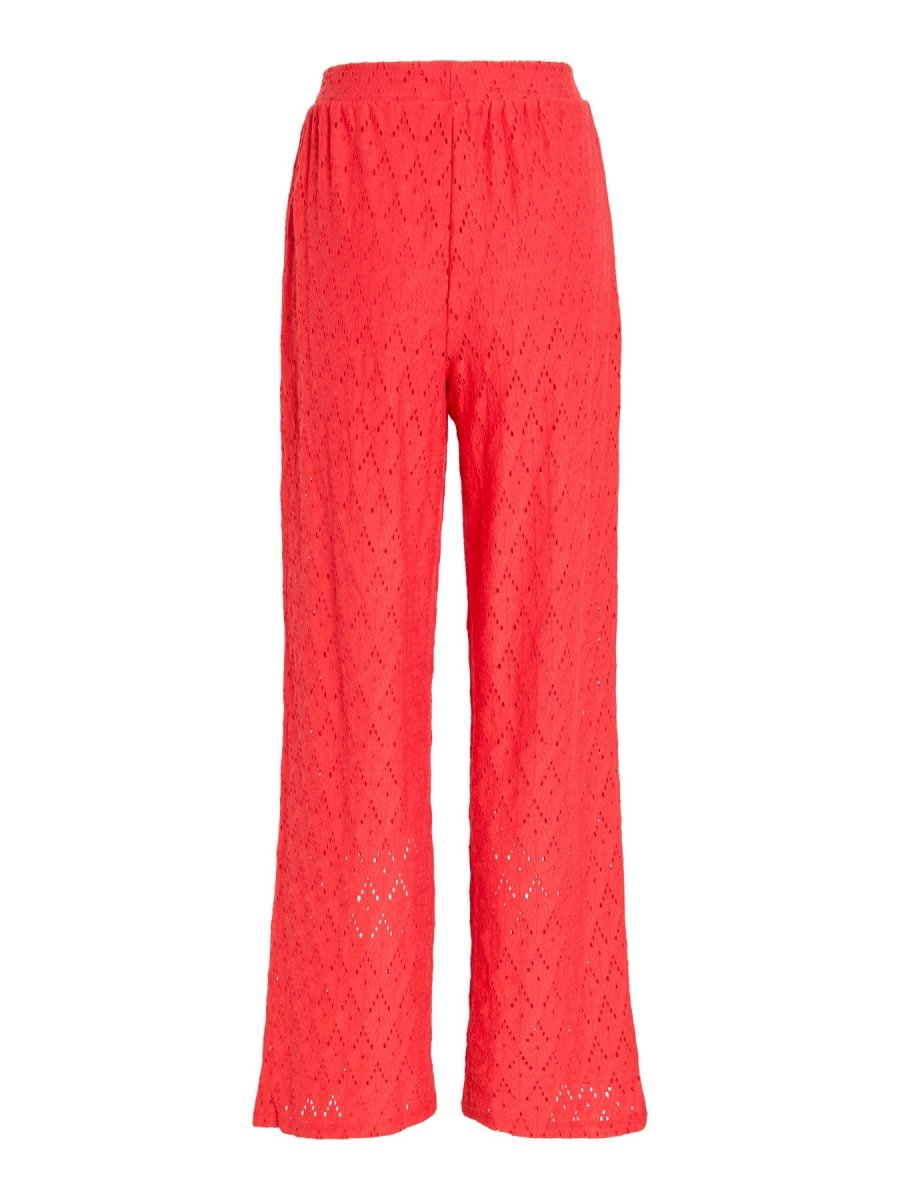 Vila Hose VIAMALINA HW WIDE PANTS/VOL/PB - Hibiscus