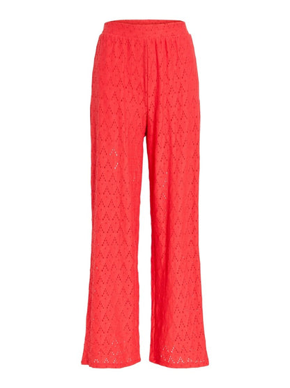 Vila Hose VIAMALINA HW WIDE PANTS/VOL/PB - Hibiscus
