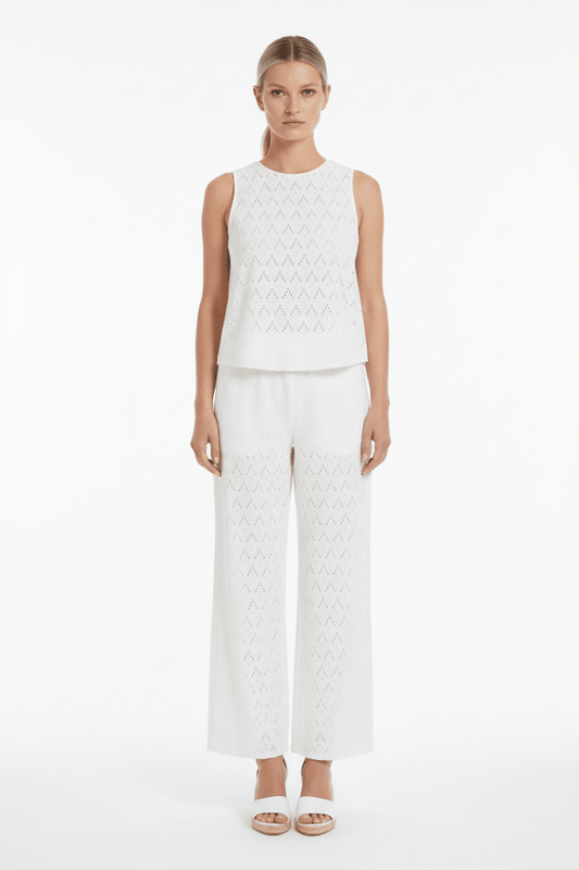 Vila Hose VIAMALINA HW WIDE PANTS/VOL/PB - Snow White