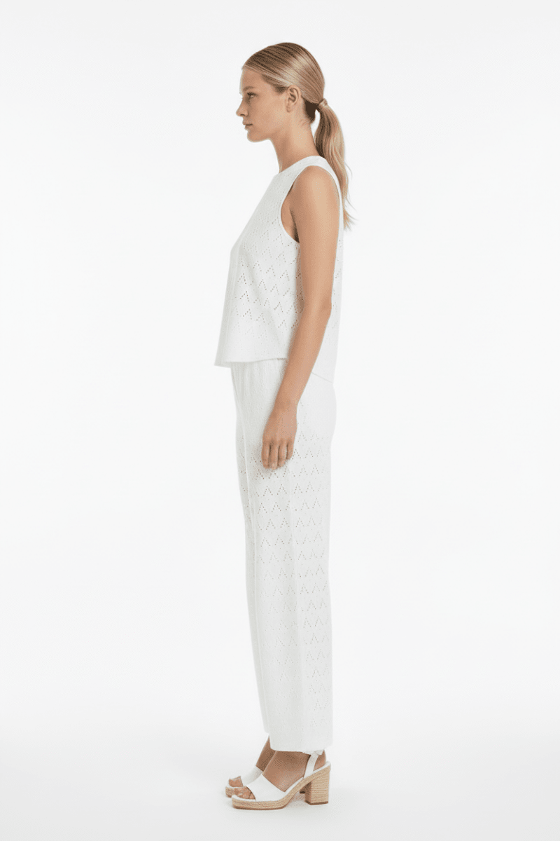 Vila Hose VIAMALINA HW WIDE PANTS/VOL/PB - Snow White