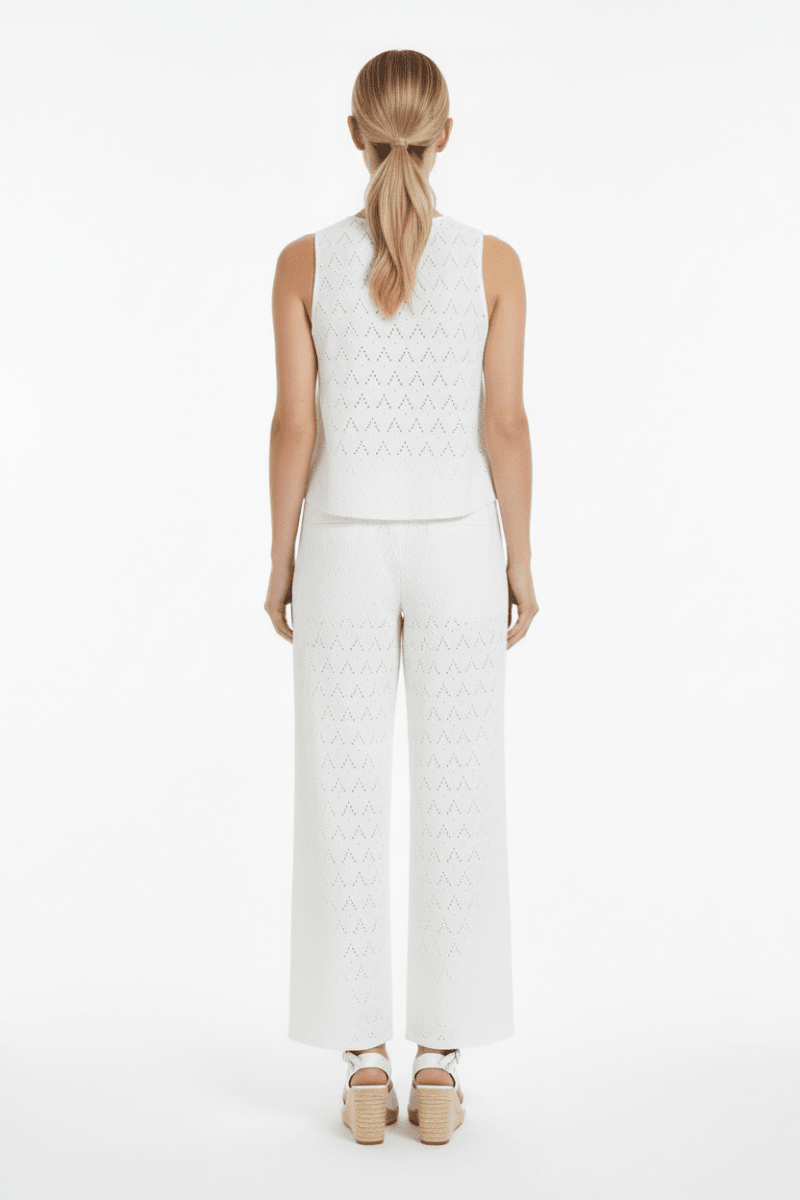 Vila Hose VIAMALINA HW WIDE PANTS/VOL/PB - Snow White