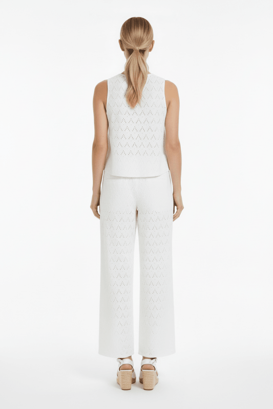 Vila Hose VIAMALINA HW WIDE PANTS/VOL/PB - Snow White