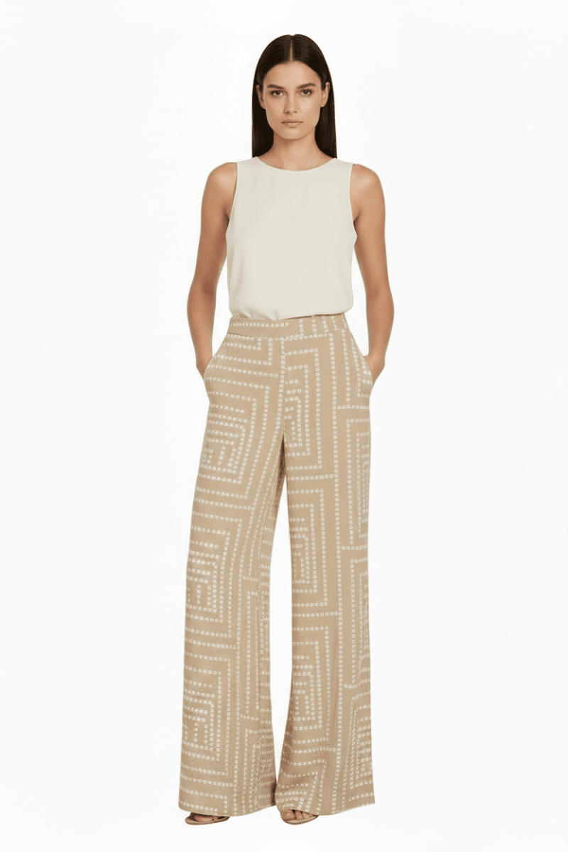 Vila Hose Vifrelli Kleo Loose Pants - Travertine Birch Dots
