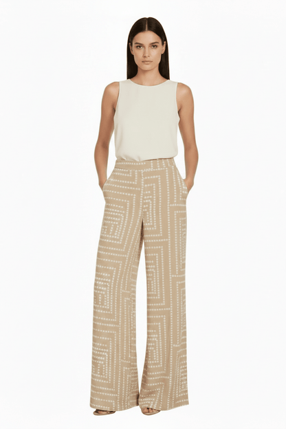Vila Hose Vifrelli Kleo Loose Pants - Travertine Birch Dots