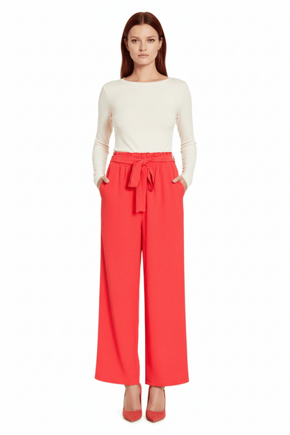 Vila Hose VIJOSA HW BELTED CULOTTE PANTS - NOOS - Hibiscus