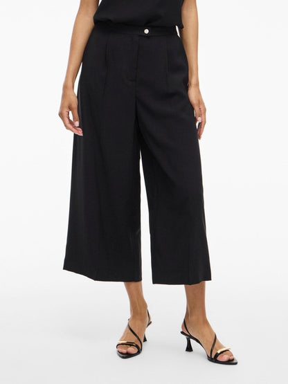 Vila Hose Vimarilee High-Waist Weite Culotte Black Beauty