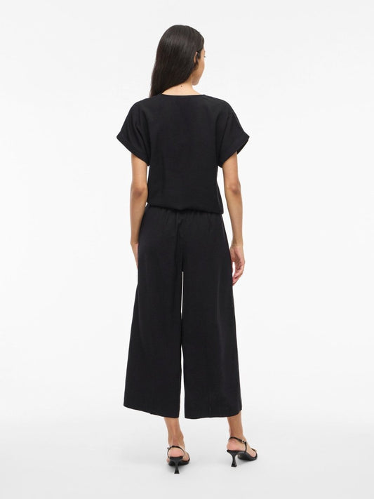 Vila Hose Vimarilee High-Waist Weite Culotte Black Beauty