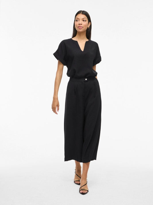 Vila Hose Vimarilee High-Waist Weite Culotte Black Beauty