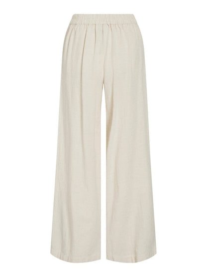 Vila Hose VIPOLLI HW 7/8 EMBROIDERY PANTS - Super Light Natural Melan BLACK