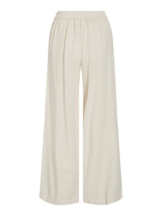 Vila Hose VIPOLLI HW 7/8 EMBROIDERY PANTS - Super Light Natural Melan BLACK
