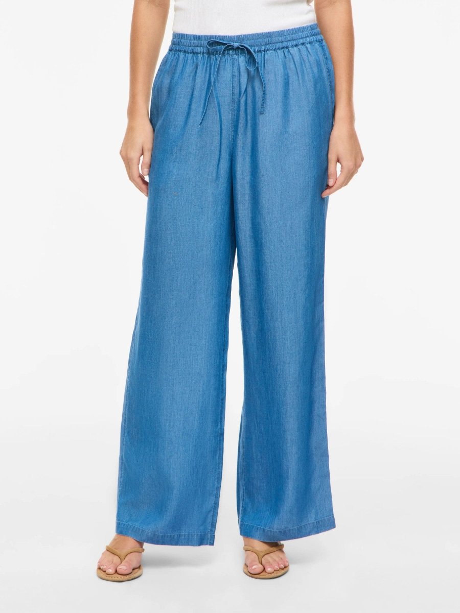 Vila Hose VITEVIRA HW PANT/VOL - Medium Blue Denim